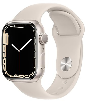 Apple Watch Series 7 (GPS, 41mm) Reloj Inteligente con Caja de Aluminio en Blanco Estrella - Correa Deportiva Blanco Estrella - Talla única. Monitor de entreno, Resistencia alagua