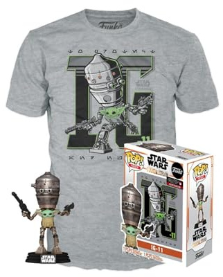 Funko 135422 POP & Tee Star Wars IG-11 with the Child Exclusive M Figure Set Action, Mehrfarbig