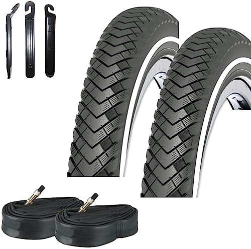 2 x Rexway Conejo 03 Pannenschutz Fahrradreifen Schwarz mit Reflex 47-622 (28 x 1,75) + 2 passende Schläuche DV inkl. maxxi4you Reifenheber