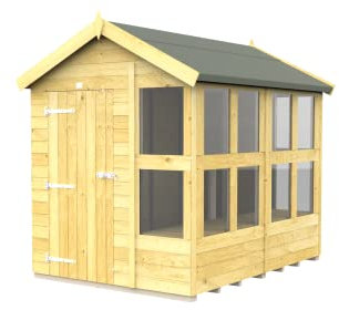 Total Sheds 6x8 Apex Potting Shed, Green Wooden Garden Shed, Fast 2-5 Days Delivery Anywhere In The U.K