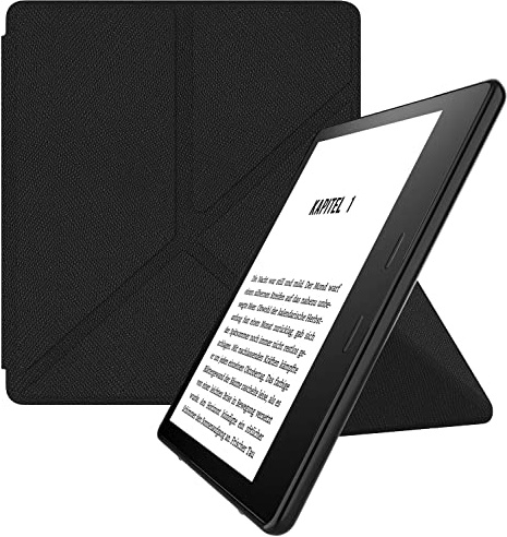 MyGadget Origami Hülle für Kindle Oasis 10 | 9 Generation [ Modell : CW24WI | S8IN4O Release: 2019 | 2017 ] - Kunstleder - Auto Sleep | Wake Funktion - Flip Case in Schwarz