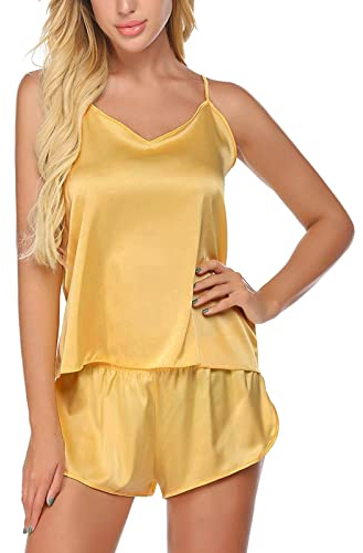 Blingko Pyjamas Damen für Braut&Brautjungfern Damen Robe Nachthemd Nachtwäsche Kurzer Satin Bademantel Frotteemantel Morgenmantel Saunamantel Leichter Kurzarm Schlafshirt