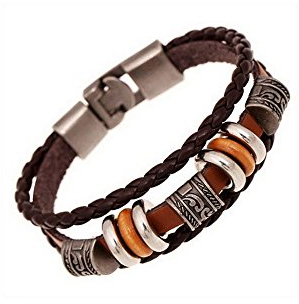Surfer-Armband aus braunem Leder, mit Charms