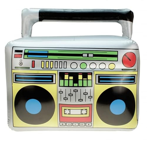 STUWU Aufblasbarer Retro Ghettoblaster ca 45 x 42 cm Hip Hop Radio Walkman 80er 90er Outfit Kassetenrekorder Kassetenrecorder Party Accessoires Kostüm Fasching Karneval