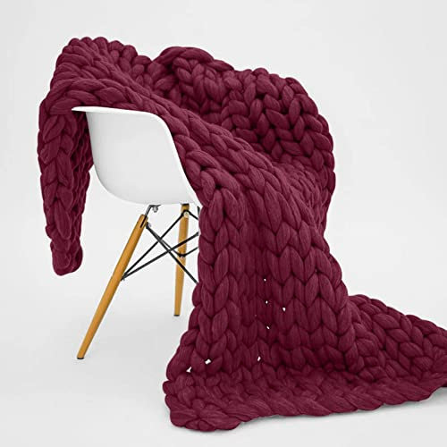 MHUQIA Strick Wolldecke Grob 150x200cm, Decke Gestrickte Grobe Strickdecke Wolle Garn Handgefertigt Haustier Bett Stuhl Sofa Super GroßE Arm Stricken Sperrig Decke