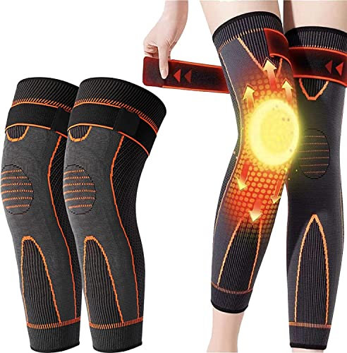 KNEECA Tourmaline Acupressure Selfheating Shaping Knee Sleeve,Mugwort Acupressure Shaping Knee Pads,Acupressure Self-Heating Shaping Socks,Wormwood Self-Heating Knee Pads,Knee Heating Pads (M, Orange)