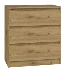 CDF Kommode mit Schublade Eiche Artisan Schrank Schubladenschrank 3 Schubladen Malm Kommode viel Stauraum Geeignet für Wohnzimmer Schlafzimmer Komodenschrank Organizer Kleidung 40T x 70B x 75H cm