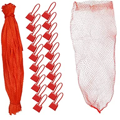 CIYODO 100 Pièces Filet Fruits Et Légumes Réutilisables avec Fermeture Plastique Maille Tissée Respirante Rouge Cuisine Et Stockage Quotidien