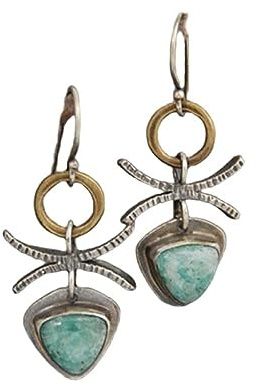 KIJSKKOPO Frauen Ohrringe,Boho Ohrringe mit Ethnischen Amazonen Stein Anhänger Earring Chakra Reiki Energie Indischer Vintage Antik Tropfen Ohrhänger für Damen Und Mädchen Edelstein Schmuck