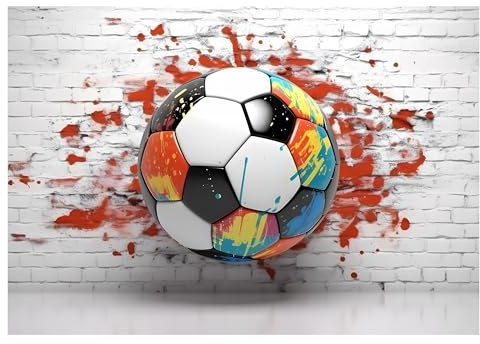 WallArena Vlies Fototapete, Fußball, 368x254cm | Fototapeten - Tapeten - für Wohnzimmer Schlafzimmer - Vliestapete Wandtapete Tapete 3D Effekt- inkl. Kleister
