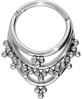 PIERCINGLINE Segmentring Clicker mit 3 Ringen aus Titan - Piercing für Nase, Septum, Ohr, Helix oder Tragus in 4 Farben
