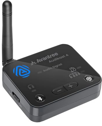 Avantree Audikast 4 - Auracast & Bluetooth 5.4 TV Transmitter for Headphones & Selected Personal Listening Devices, aptX Adaptive & HD, Optical & AUX Output, Future-Ready & Upgradeable