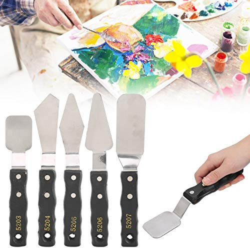 5 Types Palette Knife, Extra Large Oil Painting Handle Length x Width 14.5cm x 4.5cm Palette Knife Stainless Steel Spatula Painting Mixing Drawing Scrapers Tools