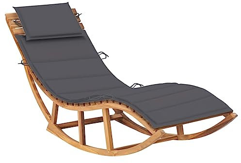 KTHLBRH Outdoor-Liege Sonnenstuhl Gartenliege Strandliege Schaukelliege mit Auflage Massivholz Teak für Gärten, Pools, Terrassen