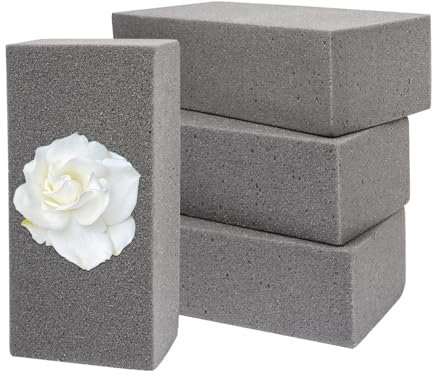 Nwvuop 4Pcs Dry Floral Foam Blocks for Flower Arrangement, (9.0 L x 4.13 W x 2.75 H) Flower Foam for Wedding Birthday Home Decoration(Grey)
