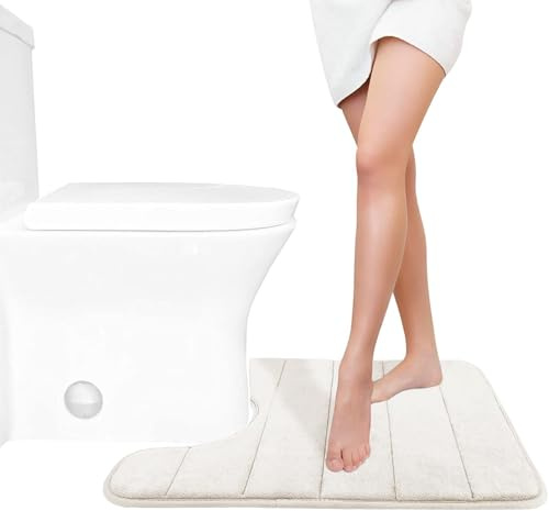 Yimobra Badematte rutschfest, 61 x 51 cm, Super Wasseraufnahme, Dick, Maschinenwaschbar, Leicht zu Trocknen Badezimmerteppich – Creme