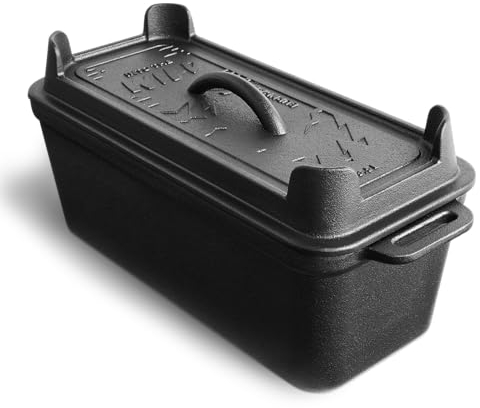 Molde de hierro fundido BURNHARD® 3,5 l, tapa multifuncional como sartén, para todo tipo de cocinas, horno, parrilla, fogata, pre-sazonado, fácil limpieza – molde para pan Deluxe