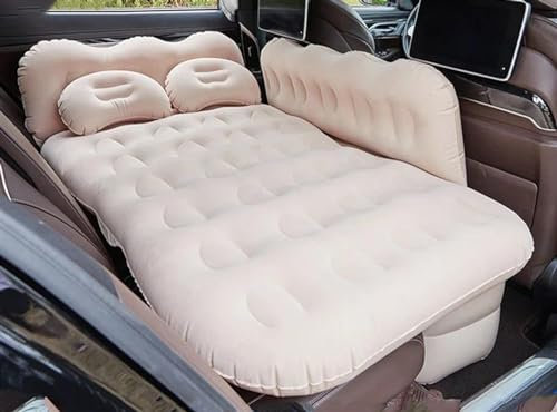 AcarKing Luftmatratze Auto Auto Reisebett Luft Aufblasbare Matratze Camping Sofa Automotive Rücklehne Betten Universal Aufblasbare Schlafkissen Luftmatratze Auto Zubehör(Beige)