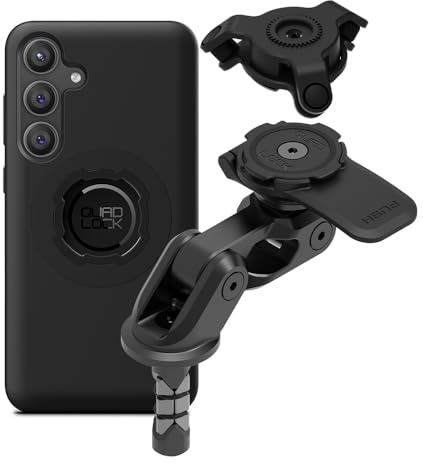 QUAD LOCK Gabelschaft-Handyhalterung für Motorrad PRO mit Vibrationsdämpfer und MAG-Hülle für Galaxy S24+