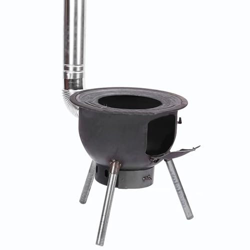 Räucherofen Gas Mit Schornsteinrohr Gefertigt Aus Stahlblech Raketenofen Verstellbarer Rand 150 Kg Tragfähigkeit Kaminofen für Camping Verschiedene Größen(48x52cm)