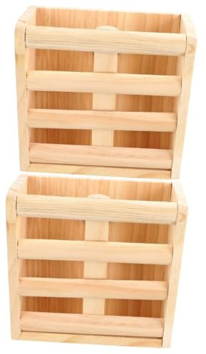 SUPVOX 2pcs Cage Holder Grass Rack Wood Container for Hay Guinea Pig Hamster Feeder Hay Rack Accessories Easy to Install