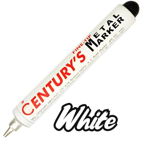 Bricoloco Pennarello marcatore per metallo, vetro, legno, gomma e cemento. Punta sottile di pompaggio a flusso continuo inchiostro senza fuoriuscite (bianco, 1)