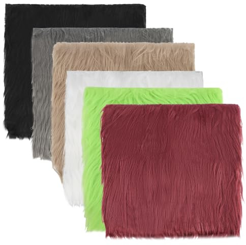 6pcs Precut Faux Fur Squares 25x25cm Assorted Colours for Sewing Craft