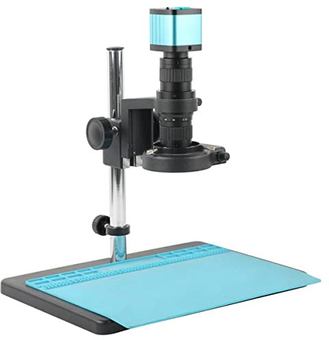 Lab Microscope Accessories HDMI VGA USB Video Microscope Camera 200X 0.7X-5X Adjustable Monocular Microscope Zoom C Mount Lens Set For PCB Soldering Phone Repair PCB inspection(48MP HDMI USB-01)