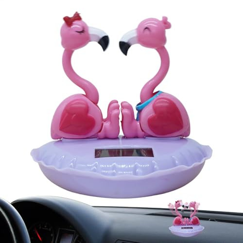 Solarbetriebener tanzender Flamingo – Cartoon-Schreibtisch-Ornament, schüttelnder Kopf, Ornament für Auto-Armaturenbrett, Valentinstag-Armaturenbrett, Desktop-Dekoration