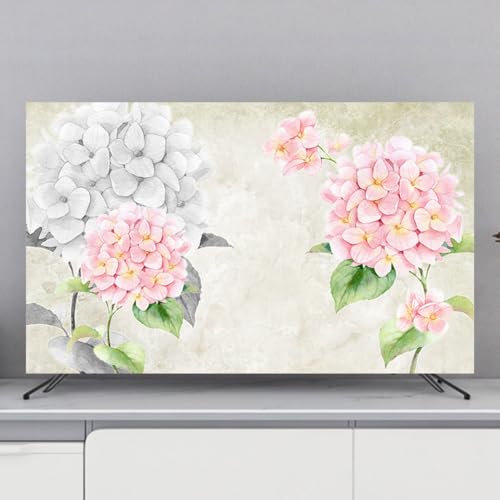 JANEMUA TV Screen Protector Cover, Flower Pattern Sun/Dust-Proof Decorative Cloth, For Desktop/Curved/Wall Mount/Desktop Monitor TV-1||49-52inch