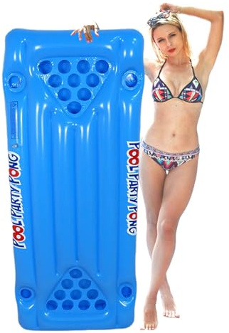 Balakaka Aufblasbares Schwimmbett 62×152cm, Aufblasbarer Pong Tisch für Erwachsene Pool Spielzeug Sommer Spaß, Luftmatratze Pool Pong Game für Sommer Schwimmbad Party Pool