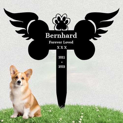 LZXSXZ Personalisiert Grabstecker für Haustier - Design Grabkreuz für Tiere mit individueller Gravur - wetterfester Gedenkpfahl als Grabschmuck für Tiergrab