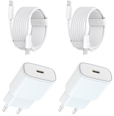 Chargeur USB C, 25W Chargeur Rapide, Chargeur USB C Rapide iPhone 17/16/15 | 2 Pack Chargeur Rapide iPhone avec USB-C to C Câble 1,8M pour iPhone 17/16/15/17,16,15 Pro/Pro Max/e/Plus,iPad/Pro/Air/Mini