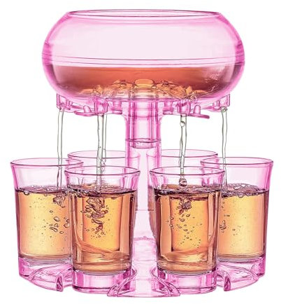 6 vasos de licor y soporte | Portavasos de fiesta de acrílico | Dispensador de bebidas y 6 vasos de tiro | Acrílico transparente para cóctel, cerveza, whisky, vino, fiesta, casa, bar, festival