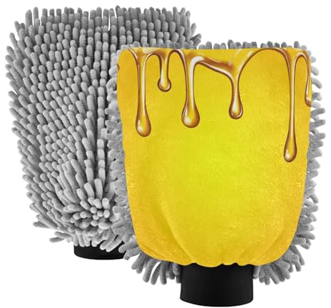JUMBEAR Lot de 2 gants de lavage de voiture super absorbants et anti-rayures en microfibre pour nettoyage de voiture et de ménage - M