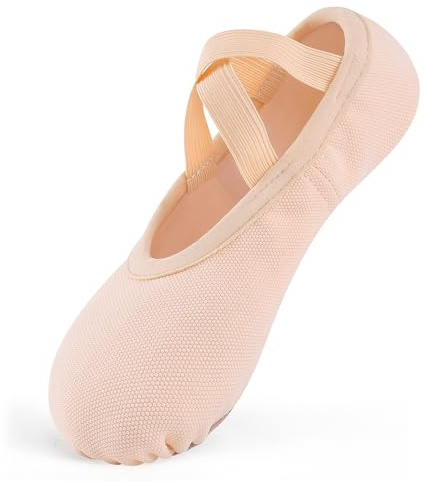 Ulicox Zapatillas Ballet Mujer Elástica Medias Puntas Zapatos Ballet Niña Suela de Cuero Dividido Transpirable Zapatos de Yoga Beige 41