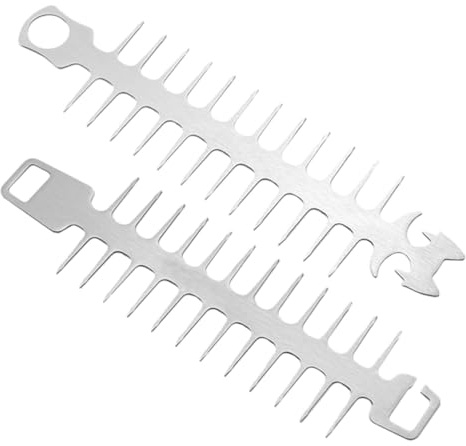 iplusmile 2 pièces Bâtons de Barbecue Acier Inoxydable Multifonctionnels Anti-déformation pour Camping et Ustensiles Portables pour Brochettes Viande et Légumes