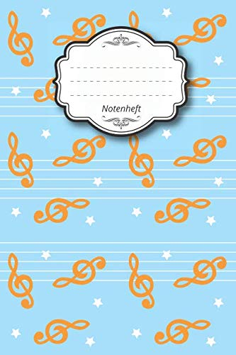 Notenheft: Notenbuch I 96 Seiten I ca. a5 I 15,24 x 22,86 I 6 x 9 I 8 Notensysteme pro Seite I mattes Softcover I Noten Stern