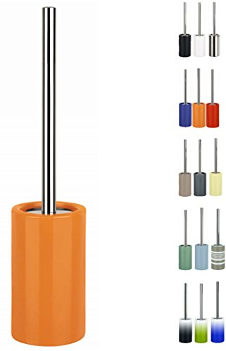 Spirella Porta scopino Porta scopino “Tube” Set WC da appoggio in Ceramica e Acciaio Inox Arancione