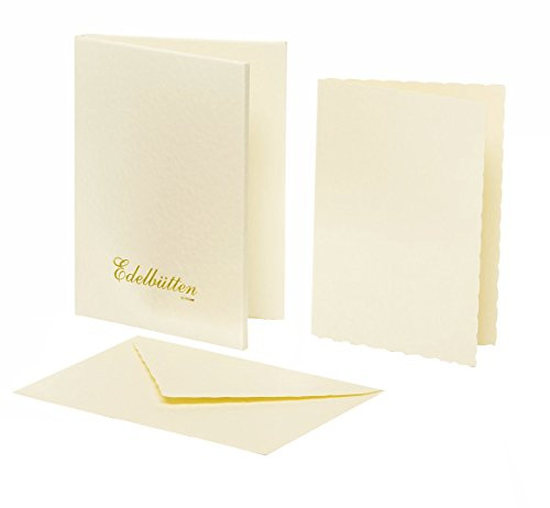 Rössler Edelbütten-Kartenmappe | Karten mit Umschlag | Briefpapier | 8 Blanko Karten zum Selbstgestalten in DIN A6 | 8 Briefumschläge DIN C6 | 11 x 1 x 15 cm | 1 Stück | Farbe: Ivory