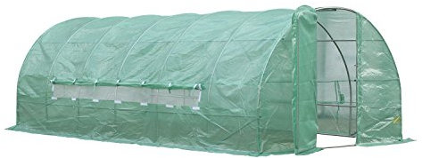 Outsunny Serre de Jardin Tunnel 18 m² 6L x 3l x 2H m Acier galvanisé renforcé diamètre 2,5 cm + PE Haute densité fenêtres Porte Vert