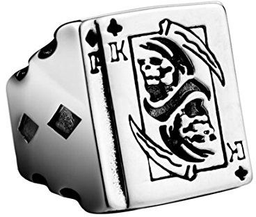 PAMTIER Hommes Titane Acier Gothique Biker Bague de Mort Faucille Bijoux Argent Noir Taille 57