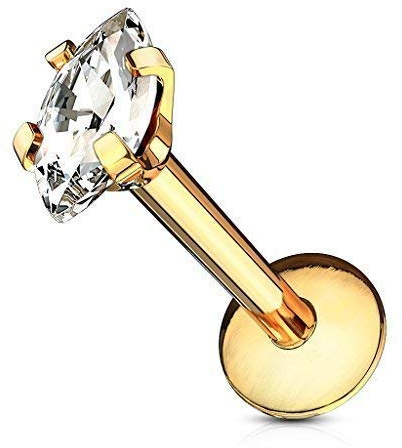 Tapsi´s Coolbodyart® Labret Monroe Lippenpiercing Chirurgenstahl 316L Gold Zirkonia 6mm