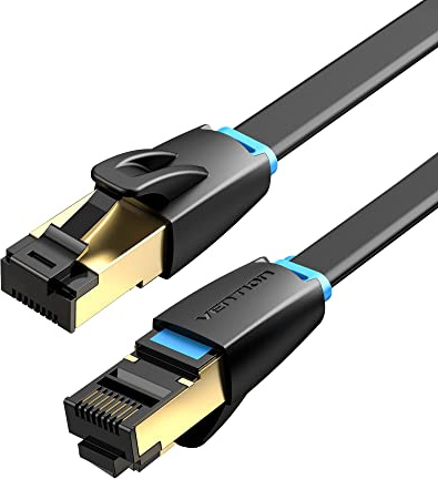 VENTION 5M Ethernet Twisted Pair LAN-Patch Kabel Cat8 Gigabit LAN Netzwerkkabel RJ45 40Gbps 2000MHz STP Molded Verlegekabel für Switch,Router,Modem,Patchpannel,Access Point,Raumgrau, Schwarzgold