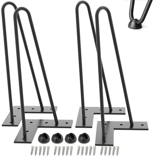 Drenky Tischbeine Metall Schwarz,4 Stück Füße für Möbel Hairpin Legs 40 cm Möbelfüße Schwarz Schrankbeine Haarnadel Tischbeine Schreibtisch Beine für DIY Möbel Projekt