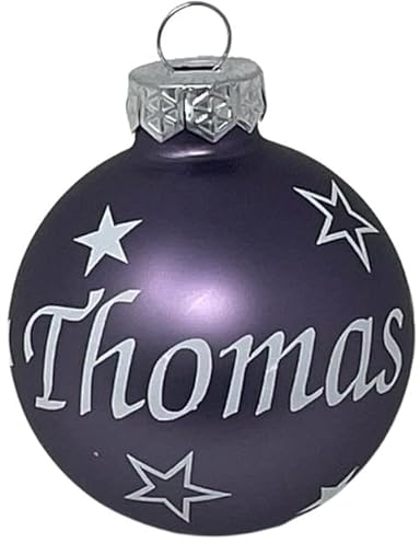 Weihnachtskugel mit Name aus Glas 6cm Wunschtext Flieder Matt Personalisierte Christbaumkugel