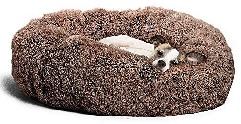 KongEU Extra großes Hundebett,waschbar,Rundes Hundekissen Komfortbett,Plüsch Hundesofa mit kuscheliger Liegefläche Hundekorb für Labrador,Golden Retriever,Husky Schäferhund-120cm-Coffee
