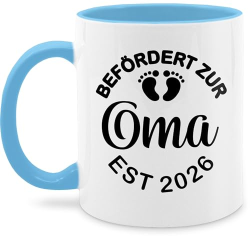 Tasse Tassen 325ml - Großmutter - Befördert zur Oma 2026 - schwarz - 325 ml - Hellblau - geschenk für geburt oma-tasse omi werdende omas fanmug befoerdert omilein grandma kaffeetassen du wirst