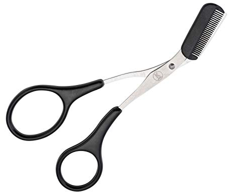 K-Pro Augenbrauenschere mit Kammaufsatz – für Männer & Frauen zum gleichmäßigen Trimmen – rostfreie Edelstahlschere für präzise Brauenpflege – kompakt, pflegeleicht, ideal für Reise & Alltag.