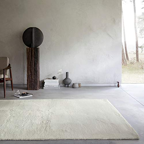 Wecon Home Basics, Flauschig weicher Hochflor Teppich - Läufer für Wohnzimmer, Flur, Schlafzimmer, Anna (70 x 140 cm, Creme beige)